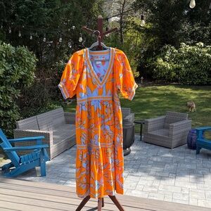 Gretchen Scott Designs Orange Floral V-Neck Maxi Dress